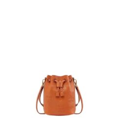 MCM MINI DESSAU DRAWSTRING IN EMBOSSED MONOGRAM LEATHER BROWN
