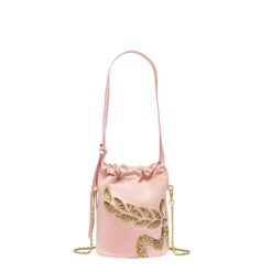 MCM MINI HIMMEL LAUREL DRAWSTRING BAG IN RECYCLED NYLON PINK