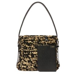 VALEXTRA SOFT RAFFIA AND COTTON BUCKET MINI BAG