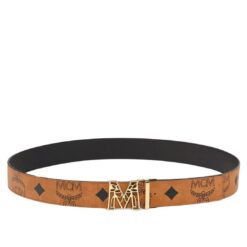 MCM CLAUS LAUREL M REVERSIBLE BELT 1.75” IN MAXI VISETOS COGNAC