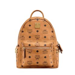 MCM MINI STARK SIDE STUDS BACKPACK IN VISETOS COGNAC