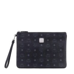 MCM WRISTLET ZIP POUCH IN VISETOS ORIGINAL BLACK