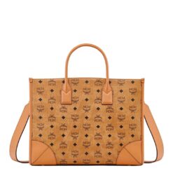 MCM LARGE MÜNCHEN TOTE IN VISETOS COGNAC