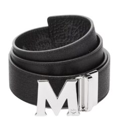 MCM CLAUS M REVERSIBLE BELT 1.75" IN VISETOS BLACK/SILVER