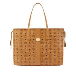 MCM LARGE REVERSIBLE LIZ SHOPPER IN VISETOS COGNAC