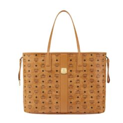 MCM LARGE REVERSIBLE LIZ SHOPPER IN VISETOS COGNAC