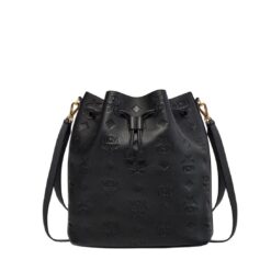 MCM LARGE DESSAU DRAWSTRING IN EMBOSSED MONOGRAM LEATHER BLACK