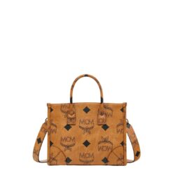 MCM SMALL MÜNCHEN TOTE IN MAXI VISETOS COGNAC
