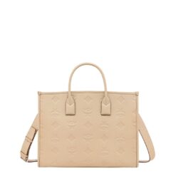MCM LARGE MÜNCHEN TOTE IN MAXI MONOGRAM LEATHER BEIGE