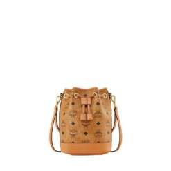 MCM MINI DESSAU DRAWSTRING BAG IN VISETOS COGNAC