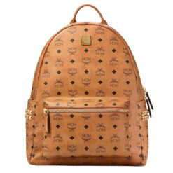 MCM STARK SIDE STUDS BACKPACK IN VISETOS COGNAC