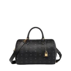 MCM MEDIUM ELLA BOSTON BAG IN VISETOS BLACK