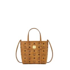 MCM MINI TONI TOP-ZIP SHOPPER IN VISETOS COGNAC