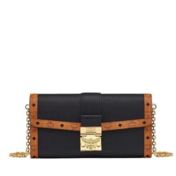 MCM LARGE TRACY CHAIN WALLET IN LEATHER VISETOS MIX BLACK