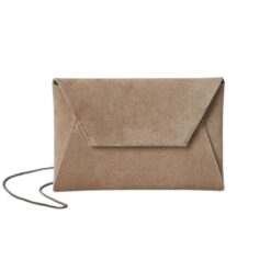 BRUNELLO CUCINELLI SUEDE ENVELOPE BAG WITH PRECIOUS CHAIN