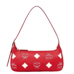 MCM Small Aren Shoulder Bag in Maxi Visetos Candy Red
