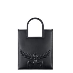 MCM MEDIUM AREN FOLD TOTE IN MEGA LAUREL LEATHER BLACK