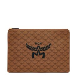 MCM X-LARGE HIMMEL ZIP POUCH IN LAURETOS COGNAC