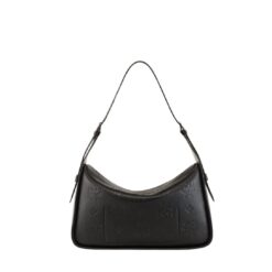MCM MEDIUM AREN FLAP HOBO BAG IN EMBOSSED MONOGRAM LEATHER BLACK