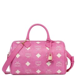 MCM Medium Ella Boston Bag in Maxi Visetos Pink