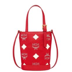 MCM Mini Aren Bucket Tote in Maxi Visetos Candy Red