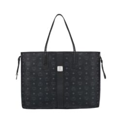 MCM LARGE REVERSIBLE LIZ SHOPPER IN VISETOS BLACK