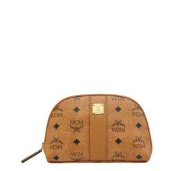 MCM MEDIUM AREN COSMETIC POUCH IN VISETOS COGNAC