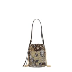 MCM MINI HIMMEL SEQUIN DRAWSTRING BAG GOLD