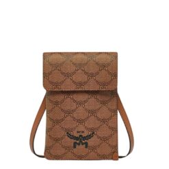 MCM MINI HIMMEL CROSSBODY POUCH IN LAURETOS COGNAC
