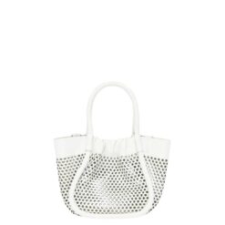PROENZA EXTRA SMALL RUCHED TOTE IN PERFORATED LEATHER OPTIC WHITE