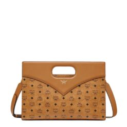 MEDIUM DIAMOND TOTE IN VISETOS LEATHER MIX COGNAC