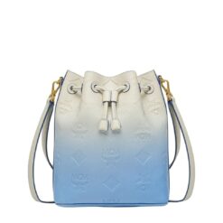 MCM MEDIUM DESSAU DRAWSTRING BAG IN GRADATION MONOGRAM LEATHER BLUE