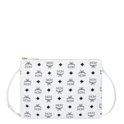 MCM MEDIUM CROSSBODY POUCH IN VISETOS ORIGINAL WHITE