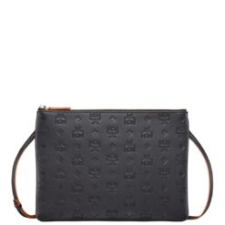 MCM MEDIUM AREN CROSSBODY POUCH IN MONOGRAM LEATHER BLACK