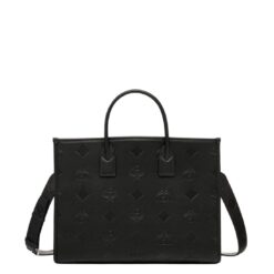 MCM LARGE MUNCHEN TOTE IN MAXI MONOGRAM LEATHER BLACK