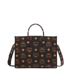 MCM LARGE MUNCHEN TOTE IN MAXI VISETOS BLACK