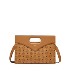 MCM DIAMOND TOTE IN VISETOS LEATHER MIX COGNAC