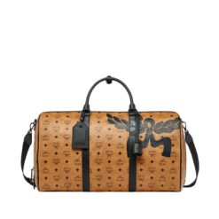 MCM OTTOMAR WEEKENDER BAG IN MEGA LAUREL VISETOS COGNAC