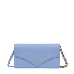 MCM LARGE DIAMOND CHAIN WALLET IN SPANISH CALF LEATHER BLUE