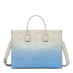 MCM LARGE MÜNCHEN TOTE IN GRADATION MONOGRAM LEATHER BLUE