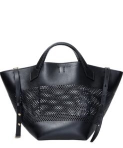 PROENZA LARGE CHELSEA TOTE IN PERFORATED LEATHER BLACK