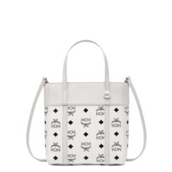 MCM MINI TONI TOP-ZIP SHOPPER IN VISETOS LEATHER MIX WHITE