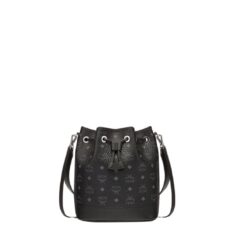 MCM MEDIUM DESSAU DRAWSTRING BAG IN VISETOS BLACK