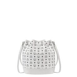 MCM LARGE DESSAU DRAWSTRING BAG IN VISETOS WHITE