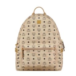 MCM MEDIUM STARK SIDE STUDS BACKPACK IN VISETOS BEIGE