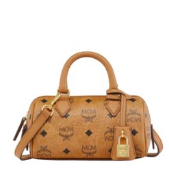 MCM MINI ELLA BOSTON BAG IN VISETOS COGNAC