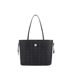MCM SMALL REVERSIBLE LIZ SHOPPER IN VISETOS BLACK