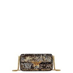 MCM SMALL HIMMEL SEQUIN SHOULDER BAG GOLD
