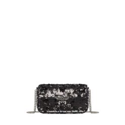 MCM MINI HIMMEL SEQUIN SHOULDER BAG SILVER