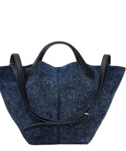 PROENZA LARGE CHELSEA TOTE IN BRUSHED SUEDE DEEP NAVY